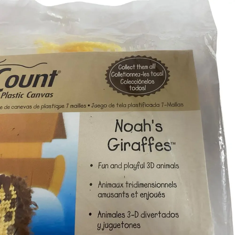 Noah's Arc Giraffes Quick Count Plastic Canvas Needlepoint Kit Zoo Animal SEALED
